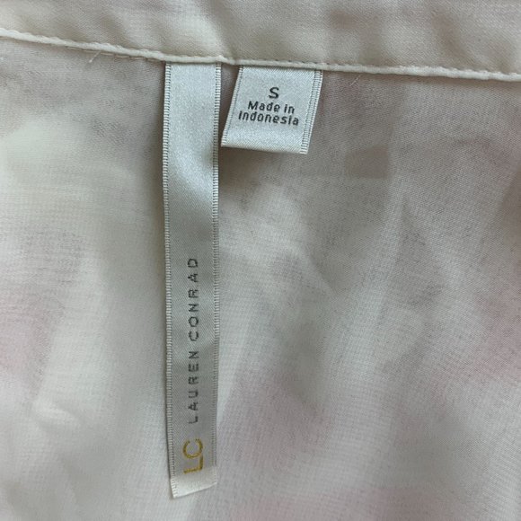 Lauren Conrad Small Blouse Semi Sheer Crochet Collar Stripe - Picture 4 of 6